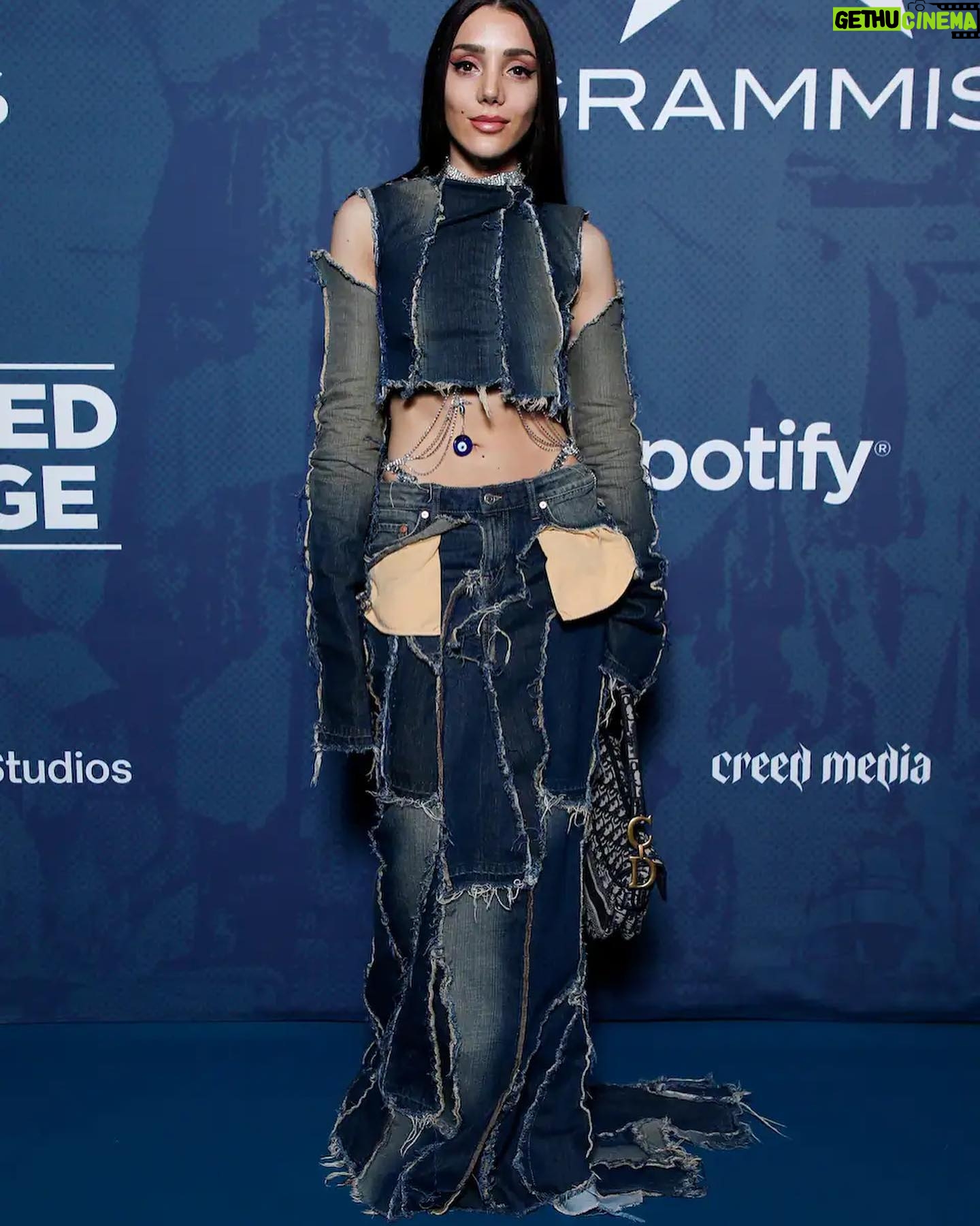 Gina Dirawi Instagram - 🧿🧿Thanks to the Swedish Grammys @grammissverige for the nomination , and @mariabarsoum for this costume made outfit, and the king of hair @bangsbymarre and ofcourse my evil eye jewelry, the only thing I trust in this world🧿🧿