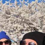 Gina Gershon Instagram - Early morning brisk walk with my sister and the cherry blossoms- is seemed so hopeful….….#spring #seestors #washingtonmonument 🌸🌸🌸🌸🌸