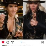 Gina Gershon Instagram - Me and Bey twinning again . #versace #repost @ryinskott @beyonce