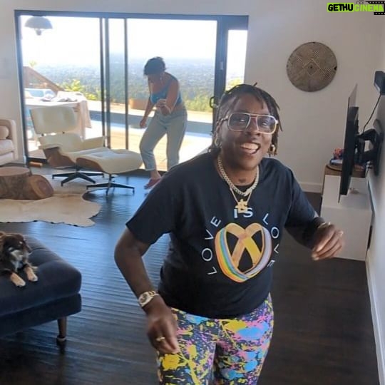 Gina Yashere Instagram - OO is it ???? GIMME THE ARTIST!! GIMME THE YEAR!! Classic rare groove I used to shuffle to back in the day. Stole this one from @djspoony BEFORE YOU ASK; Glasses vintage from @societyofthespectacle Tee from @blackgayweddings Leggings Devil Amazon #choonsontuesdays #choonsontuesday #noshazam #under30sdontevenbother #thisaintyourgame