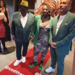 Gina Yashere Instagram - Out in these streets again... My mate @therealchrisspencer throws an amazing #influencerbrunch at the SLS Beverly Hills, so we goin to eat & revel in #blackexcellence Another outfit thrown together courtesy of @asos for the jacket, my Bulgarian lady on @etsy for the onesie, glasses #philipplein via @gimme_props_eyewear, & shoes from some Italian joint. Bottega something... 😜 Nina's onesie from .... She has no idea, she's had it for years 🤣 PS. @cedtheentertainer & @kenyabarris got the green memo. Watch the stories.