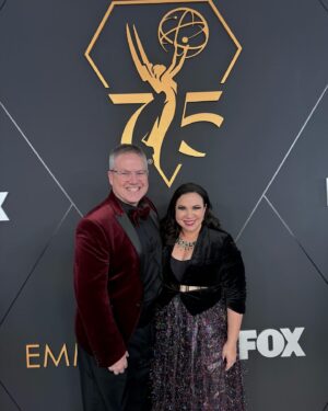 Gloria Calderón Kellett Instagram - Incredible night at the Emmy's and Governors Ball – my favorite Emmy's yet! Reconnecting with old friends and forging new connections has left me truly inspired to create even more! 🌟 #EmmysNight 
Skirt & Shoes: @shopburu 
Velvet bolero & necklace: vintage
Earrings: @melindamaria_jewelry 
Glam & styling: me with the consultation of @indiadebeaufort & @lillianavazquez ❤️