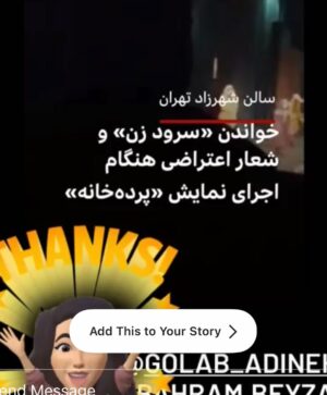 Golab Adine Instagram - چه مخالف اين عمل در سالن تئاتر  باشيم چه موافق ، پويايي و زنده بودت تئاتر كه مدام از آن مى گوييم يعنى همين.تماشاچيانى به سالن  هامى آيند با نظرات و عقايد و برداشت ها و جايگاه  اجتماعى و شغلى و درآمدى متفاوت پس هيچ چيز قابل پيش بينى نيست و اين زيبايي هنر نمايش است.
تقريبن هر شب در پايان اجرا دو سه نفرى شعار مى دهند .ديشب اين اتفاق ميان اجرا افتاد  حدود نه نفر كه با هم آمده بودند شعار دادند و سرود خواندند و رفتند . اصل معناى هنر تئاتر يعنى همين
(