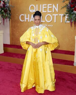 Golda Rosheuvel Instagram - Queen Charlotte LA Premier! 

Congratulations to everyone who worked to make This happen. @netflixuk @netflix what a wonderful night. 

The team came to slay!

Styled by : @jasonrembert 
Hair: @dionnesmithhair 
Makeup: @adamburrell 

Wearing: @stephanerolland_paris ❤️

#goldarosheuvel #queencharlotte #premiere #la