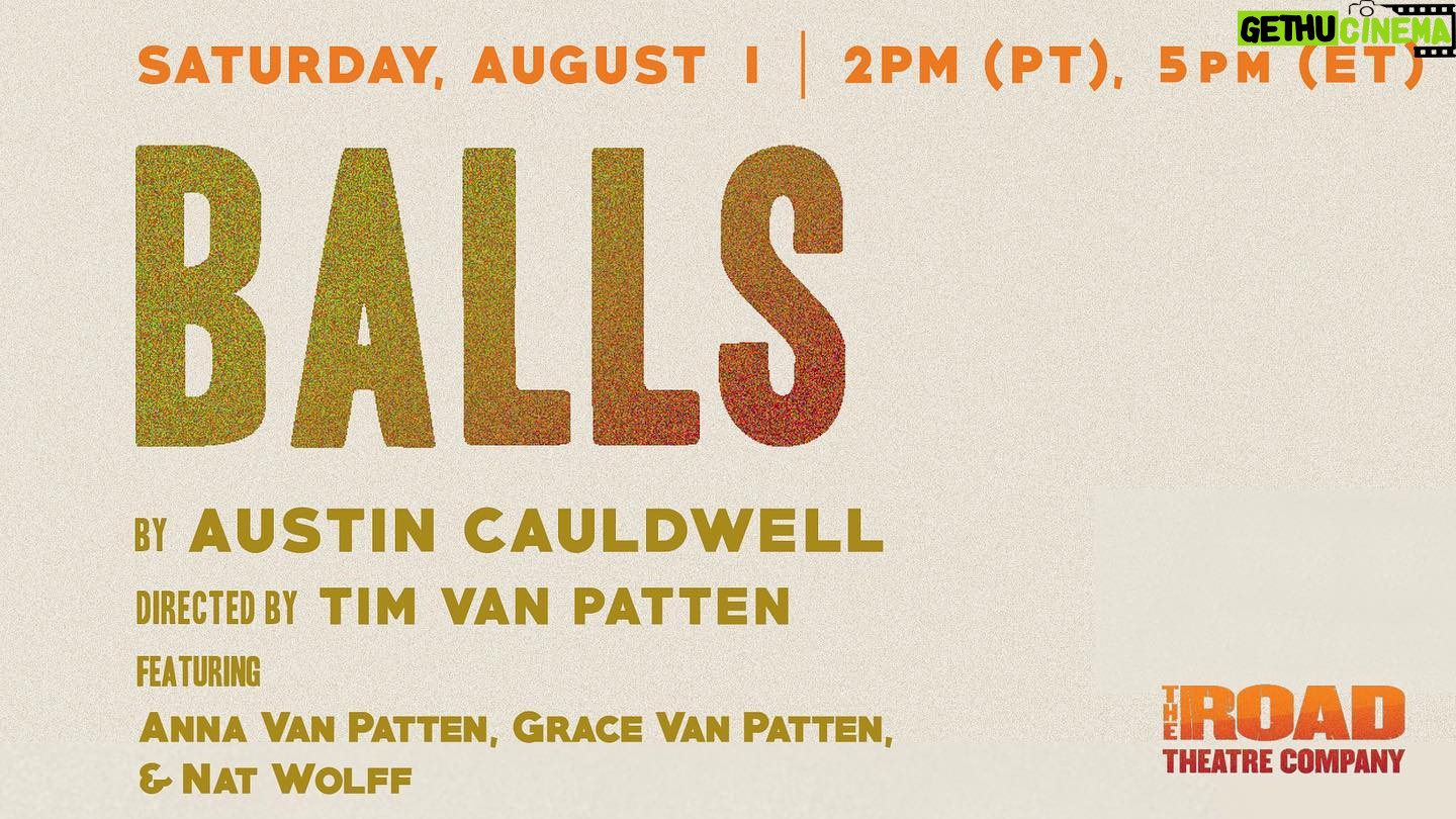 Grace Van Patten Instagram - This play is amazing!!! Go to www.roadtheatre.org at 2pm PT to watch a reading of it with me @natandalex and @anna.vanpatten! Written by super talented @austincauldwell and directed by this guy named Tim....Van..Patten? It was a family affair!