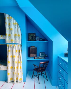 Gray Benko Instagram - We were recently lucky enough to work on one of the most iconic homes in our town, The Elizabeth Arden Home.  The third floor, which was once an attic space, allowed us to make some really fun design choices and I could not have been more pleased with the results!  That blue bunk room with the @mollymahonblockprinting fabric and painted floors has my heart.  Downstairs, in the formal entryway, the home owner really wanted a metallic wallpaper and @wallpaperie was able to create a beautiful custom chinoiserie for us.  And the icing on the cake, as always, was my all time favorite @straydogdesigns coming in hot with the incredible papier-mâché light fixtures.  I hope you were able to catch the episode and enjoyed it as much as we did (house fire and all 😱). 

New episode out tonight on @magnolianetwork !