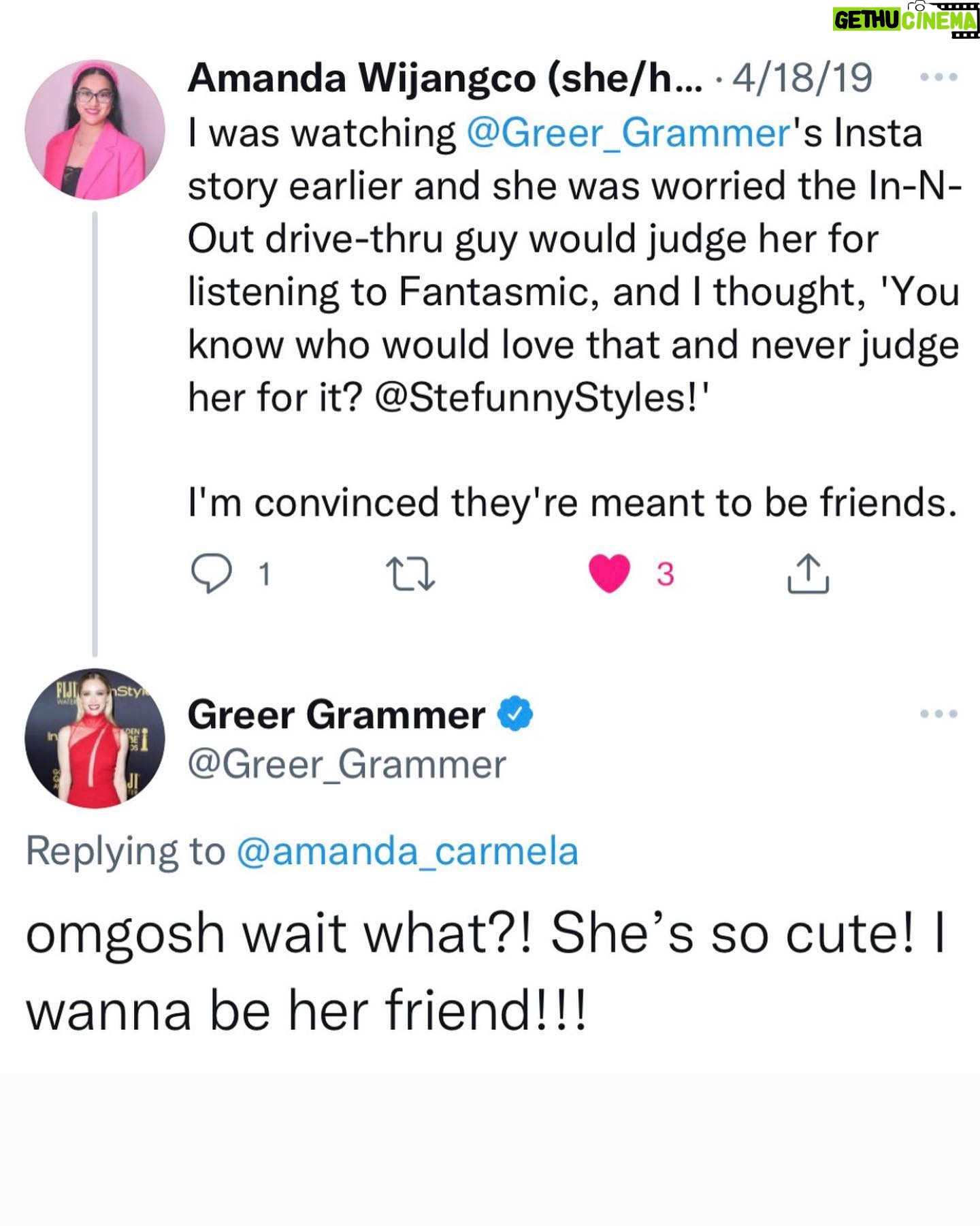 Greer Grammer Instagram - brb starting a fan club for @bystyles dimples ๐ also - swipe to see the 2019 tweet that is quite literally the reason Stephanie & I are friends๐๐๐ฅน AND THEN stream โlootโ on @appletvplus starting June 24th to see her in all her glory!!! (embarrassed but also thankful for being an obnoxious disney adult that listens to fantasmic in my car๐๐๐ผโโ๏ธ)