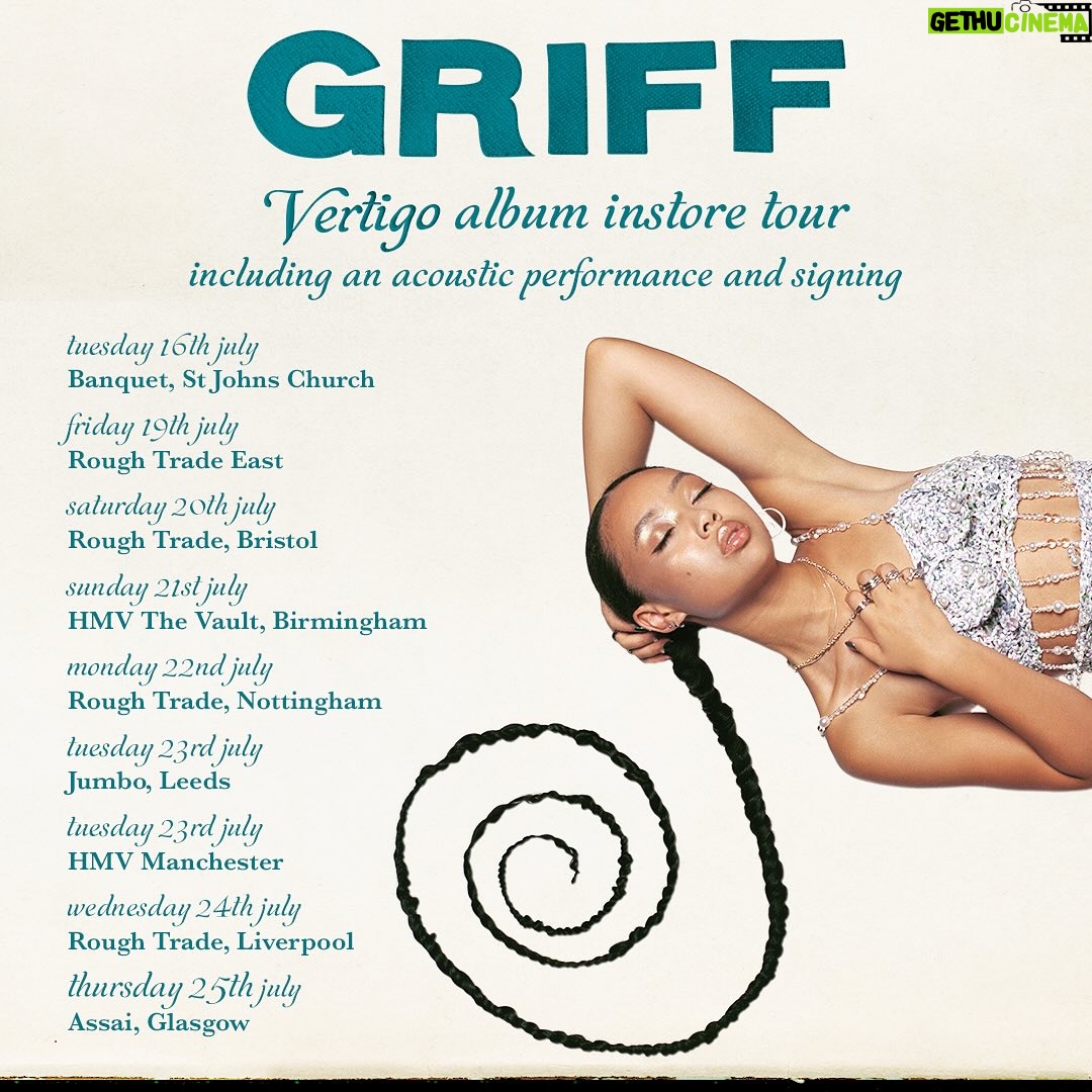 Griff Instagram - Wanna celebrate my debut album together. Come hang out, I’ll sign anything you want lol and I’ll be performing the new music. Tickets for this are on sale now xxx (link in bio)
