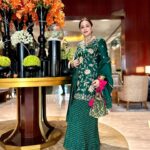 Gurdeep Kohli Instagram - Desi Emerald vibes.... Reveling in this beautiful ensemble from @bhartis_mumbai The moment of royalty❤️❤️❤️🌈 #indianwear #indianweddings #hararang💚 #punjabikudi😍 #fashion