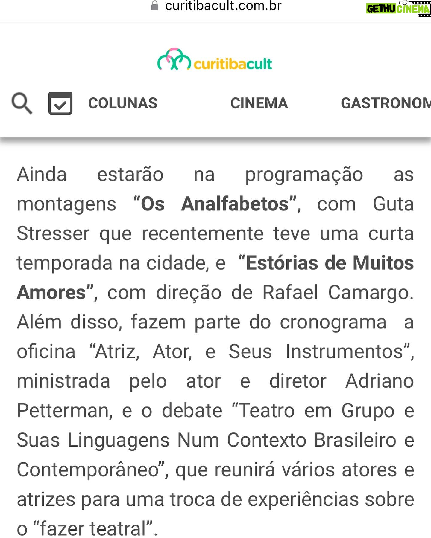 Guta Stresser Instagram - Matéria que saiu na Curitiba Cult sobre a nossa mostra!! COMEÇA *HOJE* COM “OS ANALFABETOS” Curitibanize-se Vem pra MOSTRA À CURITIBANA no @festivaldecuritiba Link para Ingresso na nossa bio @ciaacuritibanaportatil 🫀 #osanalfabetos #osanalfabetos_apeca #teatro🎭 #arte #cultura