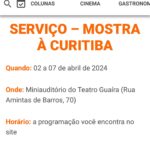 Guta Stresser Instagram – Matéria que saiu na Curitiba Cult sobre a nossa mostra!!

COMEÇA *HOJE* COM “OS ANALFABETOS”

Curitibanize-se
Vem pra MOSTRA À CURITIBANA no @festivaldecuritiba 

Link para Ingresso na nossa bio
@ciaacuritibanaportatil 

🫀

#osanalfabetos #osanalfabetos_apeca #teatro🎭 #arte #cultura