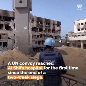 Haley Webb Instagram - “THE HOSPITAL HAS BEEN COMPLETELY AND ENTIRELY DESTROYED. SHIFA HAS LITERALLY BECOME A GRAVEYARD.” 

The deliberate targeting and desecration of hospitals, like Al Shifa, transforming them into graveyards of the innocent and wounded, is an abomination that screams of unfathomable cruelty and moral bankruptcy. How can we, as a  society, stand by and witness such atrocities without erupting with outrage and indignation? 

Imagine the horror of patients, already grappling with pain and fear, being subjected to this terror. Imagine the hospital staff, working tirelessly against the odds, suddenly thrust into a nightmare scenario of chaos and carnage. Their mission of saving lives now overshadowed by the urgent need to protect themselves and their patients from imminent danger. 

WE NEED A CEASEFIRE NOW. 

#palestinianpublichealth #alshifa #ceasefirenow #gaza