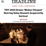 Haley Bennett Instagram - In Cinemas 2024 🍾 “On the heels of its fall world premiere at the Toronto Film Festival, the indie drama Widow Clicquot starring Haley Bennett (Cyrano) has been acquired by Vertical for 2024 theatrical distribution in North America. Based on Tilar J Mazzeo’s New York Times bestseller The Widow Clicquot: The Story of a Champagne Empire and the Woman Who Ruled It, the film tells the true story behind the Veuve Clicquot champagne family and business that began in the late 18th century. After her husband’s untimely death, Barbe-Nicole Ponsardin Clicquot (Bennett) flouts convention by assuming the reins of the fledgling wine business they had nurtured together. Steering the company through dizzying political and financial reversals, she defies her critics and revolutionizes the champagne industry to become one of the world’s first great entrepreneurs.”