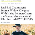 Haley Bennett Instagram - Our very lovely film to open a dreamy film festival in wine country 🍷 🍇 Couldn’t be more perfect. #WidowClicquot #VeuveClicquot @variety
