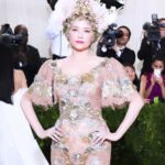 Haley Bennett Instagram – In honour of Met Gala “Garden in Time” 
I would like to share a look from years ago 
that perfectly suits this years theme 🌸 Dolce made this custom dress for me styled by mega @highheelprncess
My dear friend and confidant @garrennewyork made the look with this incredible hairstyle and hand made headpiece he piled on top my head, the whole look was kept fresh by the one and only @alice___lane 
I felt like a porcelain goddess. I also drank way too much champagne that night, cried over a boy I once loved who very much hurt me, and then blacked out. 
Luckily I didn’t drown in the bottom of a glass of bubbles. Cue Florence and the Machine. 
I’m not good at these big events. And I was never invited back! 
Can’t wait to see all the fabulous looks that the stars and their stylist dream up. “Garden of Time” is right up my street. I could lay in my meadow, and watch wild flowers dance all day. What a life.