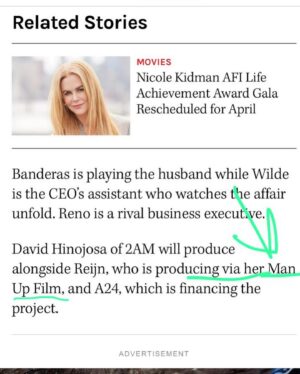 Halina Reijn Instagram - @a24 @nicolekidman  @harrisdickinson @antoniobanderas @sophiewildee @davidjblige @jasperwlf @manupfilmnl