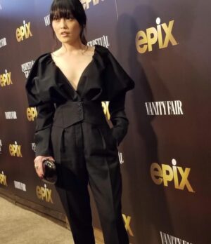 Hana Mae Lee Instagram - Premiere of @perpetualonepix @epix @mgm_studios @vanityfair check us out Sunday June 2 on @epix Can’t wait for you guys to watch this enchanting, addictive series. 🖤 #PerpetualGraceLTD My Premiere outfit styled by: @maikeeb_kills 😘😘 tap for credits