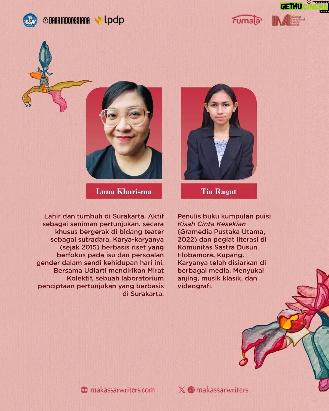 Hannah Al Rashid Instagram - Didorong oleh terdesaknya kebutuhan akan ruang penciptaan dan distribusi pengetahuan yang inklusif, banyak kolektif yang lahir dalam ekosistem seni budaya. Secara organik, individu-individu di dalamnya membangun sistem baru yang kontekstual, yang lebih mampu mengakomodasi kebutuhan mereka. Dalam spesifikasi bidangnya masing-masing kita bisa melihat bagaimana kolektif-kolektif ini menjadi ruang bertumbuh yang dinamis. Dalam perjalanannya, keberlanjutan adalah poin penting yang menyangga eksistensi kolektif, sekaligus menjadi yang cukup sulit untuk diwujudkan. Itulah kenapa strategi dalam merawat kolektif tak bisa berhenti direproduksi dan dibicarakan agar kolektif-kolektif dalam ekosistem seni bisa saling belajar untuk menjaga konsistensinya. Panel ini menghadirkan perwakilan dari berbagai kolektif atau komunitas seni budaya untuk berbagi pengalaman mereka merawat ruang-ruang kolektif yang mereka hidupi bersama. Baik itu tantangan maupun strategi untuk mengatasinya. Diskusi ini juga diharapkan dapat menjadi kesempatan untuk kita bisa mengkritik dan tak henti-hentinya mempertanyakan praktik-praktik kerja perawatan dalam ekosistem seni yang mungkin tidak lepas dari bias-bias tertentu. #makassarwriters #miwf2024 #mothering #rumataartspace #meikemakassar