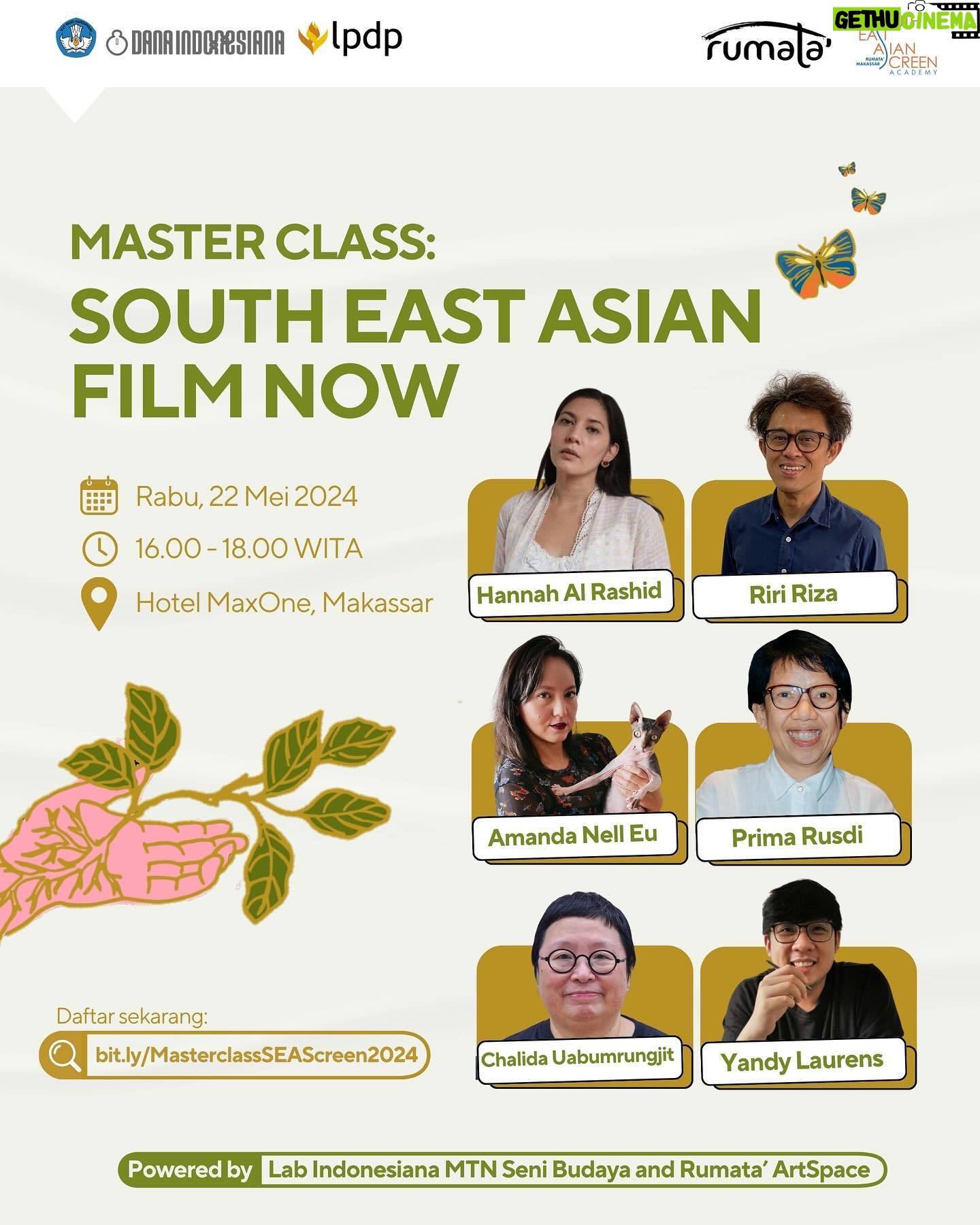 Hannah Al Rashid Instagram - Di Masterclass ini, mentor SEAScreen akan mengulas proses penulisan skenario film dan bagaimana unsur lokalitas dapat menjadi sebuah ciri khas yang bisa memperkuat sebuah cerita. Kegiatan ini bertujuan untuk membuka diskusi, berbagi pemahaman dan pengetahuan mengenai seperti apa sinema Asia Tenggara saat ini. Daftar melalui bit.ly/MasterclassSEAScreen2024 sekarang juga 📽 #seascreenacademy #seascreen2024 #masterclass #makassarscreen #rumataartspace
