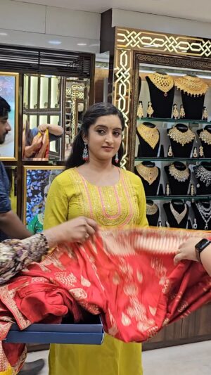 Harika Sadu Instagram - 💗We were thrilled to welcome the radiant actress Harika Sadu to our store as she embarked on her journey to find the perfect wedding jewellery. 
💖With our latest collection showcased, Harika explored a myriad of exquisite pieces, each reflecting her elegance and style.
From dazzling traditional jewellery  to intricately crafted Victorian, Harika indulged in the luxury of choice. 
Our expert consultants were at her service, ensuring every piece complemented her beauty and enhanced her bridal ensemble.
But the search didn’t end there! 
💫Harika was drawn to our bangle store, where she discovered an array of stunning bangles to complete her bridal look. 
💕It was truly a joy to assist Harika in curating her wedding jewellery, and we’re honored to be a part of her unforgettable journey towards matrimony. 
💥Stay tuned for more updates as we continue to bring you the latest in bridal elegance and luxury!