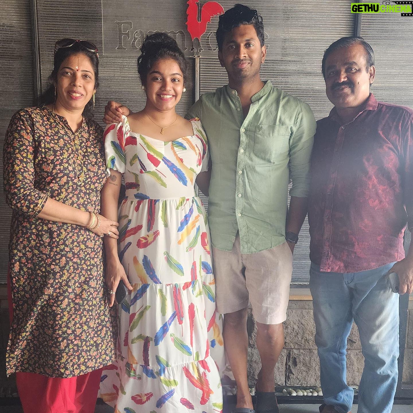 Haritha Nair Instagram - Lunch date with Fam💕 (2/3) My Parents have been biggest pillar of strength and support throught!! Thank you Amma Acha for making me who I am. Specially mentioning @nair00905 my Amma who I fight with every single day😛 she's my best friend😘 With every birthday,one thing that hits is how my parents are ageing too with me!! Hence I wanted to spend few hours of the day with them. Last birthday I was selfish enough to go for a solo trip but this year I made it a point to celebrate it with my loved ones Swipe onto the 3rd picture to see the cutest addition to our small family. You complete us💞 @sanoj_riyan