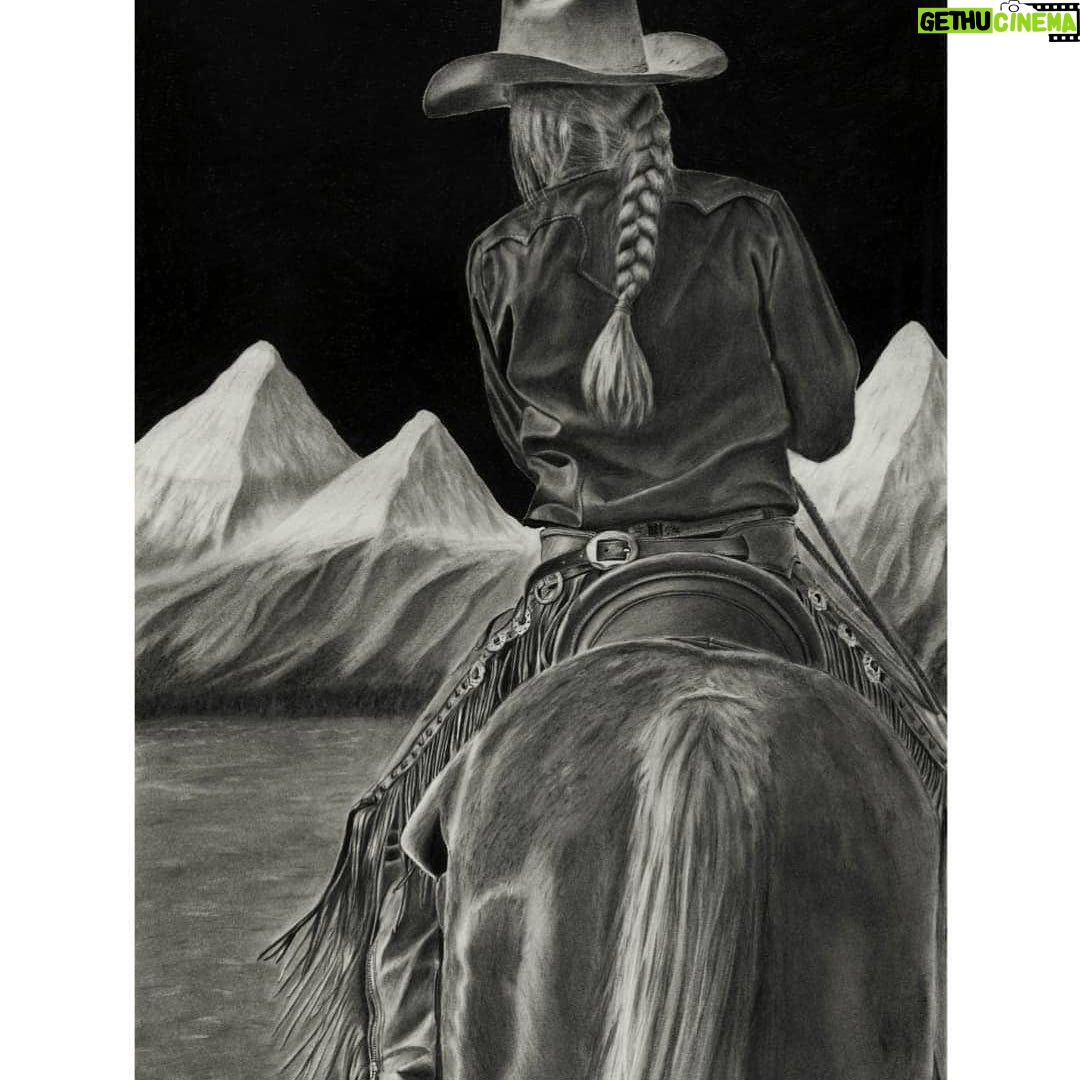 Hassie Harrison Instagram - this guy’s is a weapon with a pencil. feeling incredibly honored to be the source of inspo for this piece and even more excited that I get to frame the original at home. 🥰 #repost @austinchavezart ・・・ Well it took a while but its finally done. "Spirit of the West" was inspired by my favorite show, @yellowstone and @hassieharrison. I wanted to step away from my typical wildlife art and attempt a more western themed piece. Its a 24x16 inch charcoal drawing on @strathmoreart paper. I exclusively used @generalpencil products throughout the process. You can get your print now on my Etsy. Link in the bio!