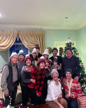 Hayley Erin Instagram - The best week of my life. This Christmas brought my two families together. My parents, bro @epic.feil, sis-in-law @xomandee (who knitted us all these beyond cute matching hats), grandparents, AND bffs @chloelanier123 and @kevan.mcclellan, came to visit and meet the girls for the first time. Despite a few setbacks… Gravity attacking my brother and breaking his shoulder, Covid is everywhere… we persist!! Best week of my life. 

Wishing everyone who was unable to get home or spent the day in isolation a magical holiday nonetheless, and hoping you get to be with your loved ones soon. I know your pain, my reunion has been two years in the making.

Sending love and good vibes to all!! And a Happy New Year! ✌️