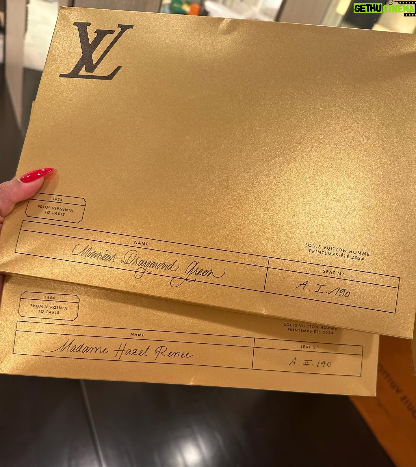Hazel Renee Instagram - 🎶Humbling Myself And I’m Giving Praise…When Them Blessings Come Through🙏🏽🎶 One Of My Fave Places With Amor @money23green Finally Able To Adjust And….WOW!!! The @louisvuitton Show Was Pure Joy! What An Experience To Witness This Historic Moment In Paris! @pharrell DID THAT!! Good Ol Skateboard P #LouisVuittonMenswear #SS24 #MensFashionWeek Dripped & Draped In: @louisvuitton Huge Thank You To Francesca at LV in NY Styling: @marisabakernm & @iamterrenceh MU: @enhancedbyteisha