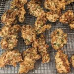 Heather B. Instagram - Whew! These "Cod Fish* Fritters aka "Bacalaitos" were a WHOLE process, however WELL WORTH EVERY SINGLE BITE. I have a new respect for Bacalao. I would see and smell the salted fish when I went into the grocery store, but never knew what to do with it. The process of soaking this fish. Then changing the water (to remove the excess salt) makes me KNOW I'm only making these again for special occasions. Lol I filled them with onion, red pepper and cilantro. So yummy!!! #THEHAPPYHOURWITHHEATHERB #THANKYOUGOD