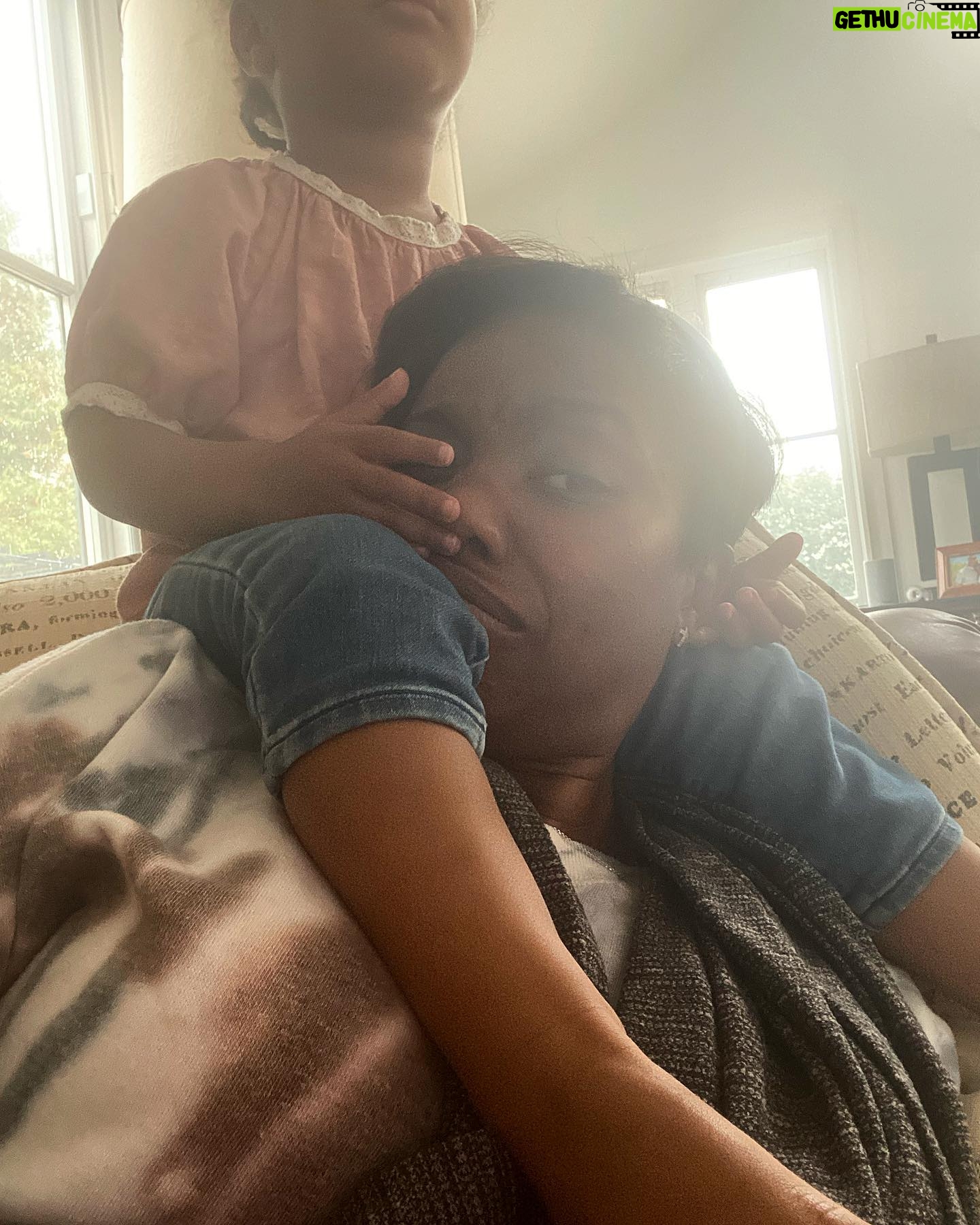 Heather Headley Instagram - It’s a beautiful, rainy #sunday! The kind i love! So, I told my precious buddy that we should watch a movie together. And this is how she’s chosen to watch the movie…😃! #happysunday #iloveher #girl #girlmom #mommydays #rainyday