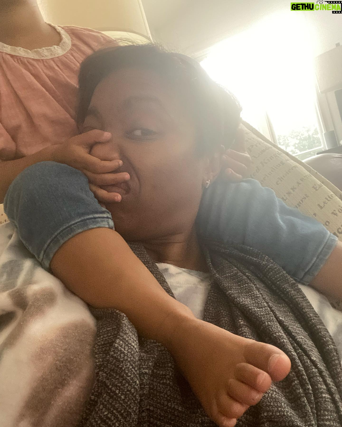 Heather Headley Instagram - It’s a beautiful, rainy #sunday! The kind i love! So, I told my precious buddy that we should watch a movie together. And this is how she’s chosen to watch the movie…😃! #happysunday #iloveher #girl #girlmom #mommydays #rainyday
