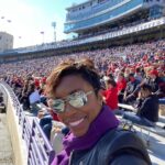 Heather Headley Instagram - ‘Hanging at the #almamater today. If I’m to pretend I’m an athlete…This is as close to the field as they’ll let me, and rightfully so 😃! #Football 🏈 ! @northwesternu @nufbfamily #weloveourCATS #GOCATS