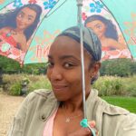 Heather Headley Instagram - When you get caught in a downpour, and the only thing you can find to protect yourself from it is… #Moana! She’ll have to work!!