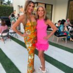 Heather McDonald Instagram - Slide Right. I Had a 1970 themed Palm Springs party last night. I got this dress b/c I knew it would pair perfectly with my sister’s. Shannon is wearing our mom’s dress from the early 1970s. How cute is my daughter in @trinaturk More pics and videos to come. No filter or photo shop on these FYI @goldstein.shannon @kraftmackncheese @deniseaustin @thebrandyhoward #palmsprings #laquinta #party #cocktails #pool #palmtrees #memorialday #1970s #eveningdress #juicyscoop #heathermcdonald @shophelsi is my dress