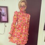 Heidi Gardner Instagram - // guuuurl, thank you so much post // Last week I got a message from one of my favorite small business owners @shopfranklinjay and she said,”hey, I found this @chiefs fabric and I want to make you a dress.” Then a few days later this absolute stunner came in the mail! She is an amazing designer who uses the most playful vintage fabrics and sheets and cuts. I would categorize her as a “DRESS ANGEL.” I couldn’t have dreamed up a more special piece. Thank you, my friend ❤️💛❤️ now, let’s #runitback @chiefs 💛❤️ dress and mask: @shopfranklinjay glitter boots(I wore to represent the Lombardi trophy): @brothervellies dreamboy in first pic: @fayedunaway