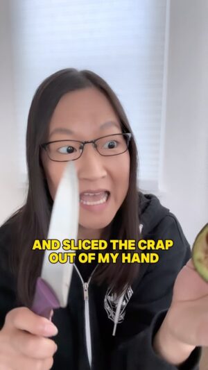 Helen Hong Instagram - #howto de-#pit an #avocado. I’m at @hyenascomedyfortworth THIS WKND Mar 22-23, bring bandaids. #fortworth #thiswknd #fortworthtx #avocadopit #depit #unpit #fortworthtexas #hyenas #comedyclub