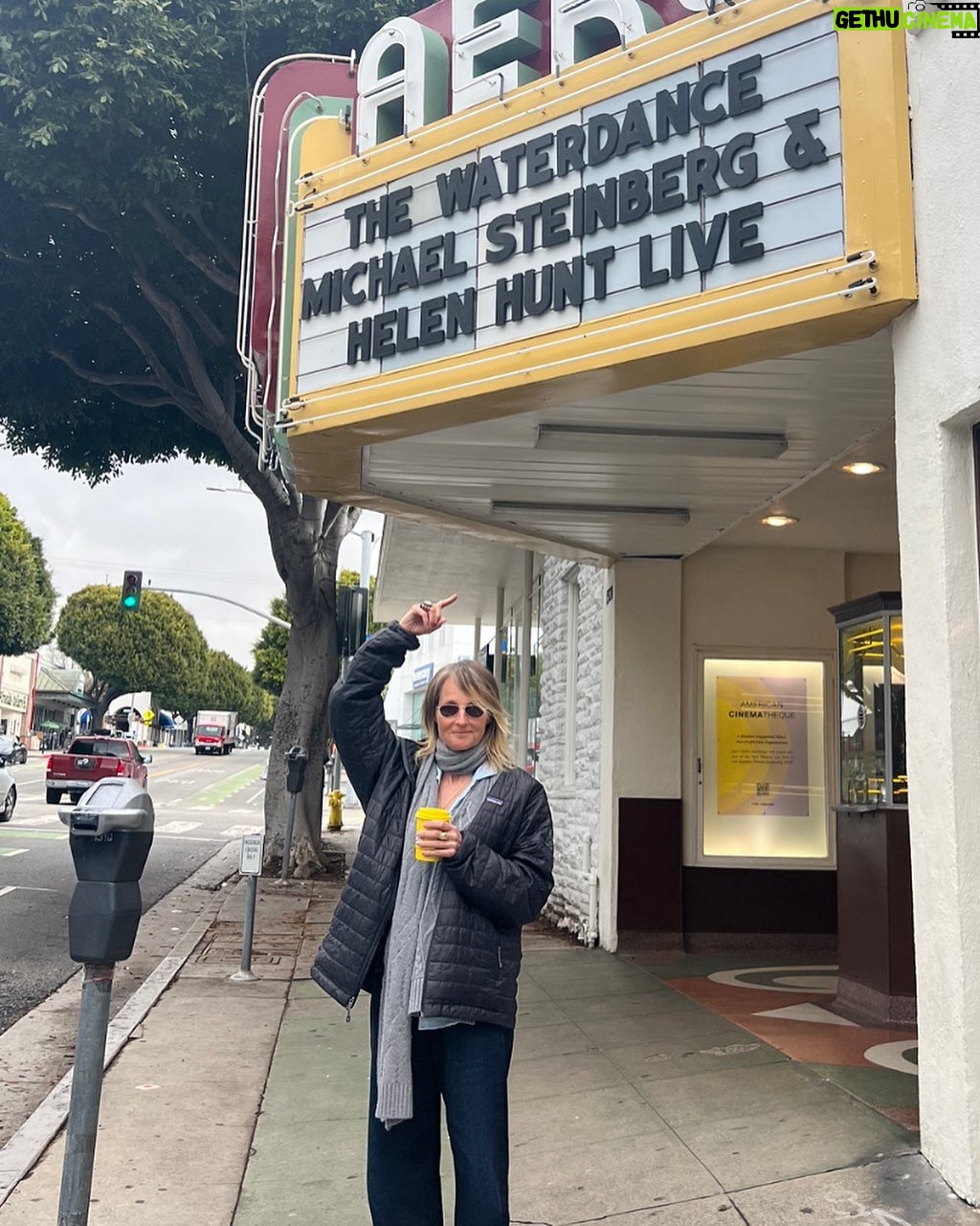 Helen Hunt - 3.9K Likes - Went to get morning coffee and look what I happened upon.
If you’re in LA tonight come to the Aero theater to celebrate filmmaker Neil Jimenez. Screening The Waterdance at 7 (q &a with me and @cine_fix) followed by River’s Edge and director Tim Hunter will be there.
See you then!
Photo by @makenalei
Wardrobe courtesy of (borrowed without asking from) @jeffreynordling
