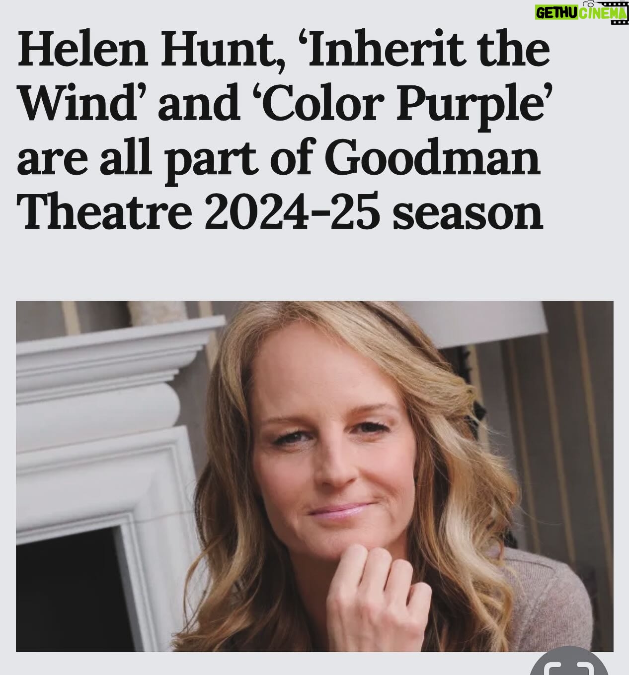 Helen Hunt - 3.7K Likes - I’m not in The Color Purple or Inherit the Wind but I AM DOING HAROLD PINTER’S BETRAYAL @goodmantheatre Chicago next year with Susan Booth directing.
So excited!