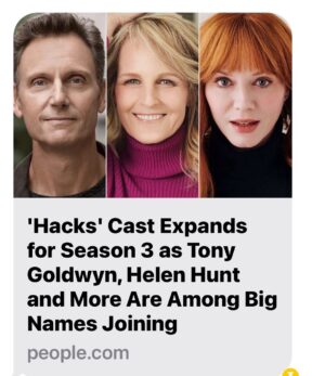 Helen Hunt Instagram - I got to be on Hacks!!!

It airs this Spring!