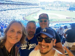 Helen Hunt Instagram - Here we are at Dodger Stadium, just before game 1. 

We were younger then. 

@dodgers 
@dbacks 
#postseasonbaseball
