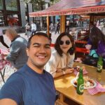 Helga Krapf Instagram - POV: Your bestie visits you for a day to eat curry wurst and drool over handsome policemen in your city. 🌭😂👮🏻‍♂️ @thirdeeduran brought so much sunshine with him, it almost looks like he green screened himself into this photo. 🤭🤭🤭