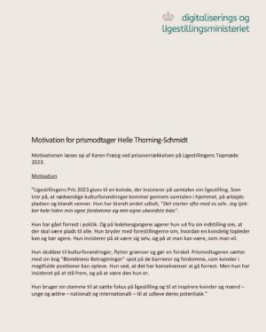 Helle Thorning-Schmidt Instagram - Really thrilled to be awarded the Government’s Equality Award 2023. Thank you so much to the minister @mariebjerre.dk and the committee. This is some of my thank you speech and the motivation for giving it to me. I am sharing this award with all the women who wouldn’t let the past lie and were brave enough to speak up and give Denmark the MeToo shake-up we so badly needed. It’s been a honour to hold hands with you all. Stay awake. We are not done yet 🩷🩷🤜