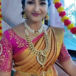 Hema Dayal Instagram - 🥰🙈🤩#meenakshiponnungaserial 
 .
Saree blouse aari:@roja_aari_works_adyar
Jewellery:@chicjewells 
.
#hemadayal18 #hemadayal #hema #serialactress #zeetamilserials #traditionalook #bridal #jewellery #mariyan #dhanush #explore #explorepage