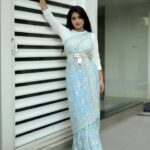Hima Bindhu Instagram - Sky☁️❄️blue🩵 saree @style_in_threads_ Wrapped in sky blue hues, she painted the day with her grace. #love #instagood #photooftheday #fashion #me #art #repost #saree #blue