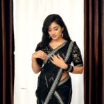 Hima Bindhu Instagram - Totally feeling the vibes of black and silver! Rocking that timeless elegance in every fold. This stunning saree is a creation by @style_in_threads_ Pc @sathyaphotography3 🌟🖤 #sareeswag #saree #dazzling #styleinthreads #elegance