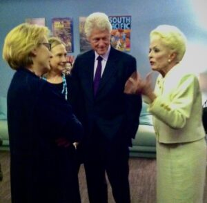 Holland Taylor Instagram - Hillary arranged the whole night. Having seen it in DC, she knew. They brought Meryl and Don. Meryl told me, he kept saying, this is all so true to her, so accurate. “He just roared at the Arkansas joke…”

They were so interested in the process.

I didn’t know they were coming, as Kevin really protects me from distraction. He greeted me as I stepped off the stage and said, “Don’t kick your shoes off, you’re coming with me,” and swept me into the back corridors of Lincoln Center until we finally arrived at a door opening into large reception room with the Clintons, Gabby Giffords, Mark Kelly and… MERYL STREEP! I was speechless, but not for long.

The President was still teary-eyed and Hillary just beamed at the surprise event she had made. Meryl seemed genuinely excited and told me how the President kept nudging her and saying. “This is so accurate!” and guffawed at the Arkansas joke.

I was so thrilled to talk with them all as they seemed avidly interested in the whole process of making the show. It was wonderful to look into Gabby Giffords’s eyes and see the sparkling perfect presence there, and to meet astronaut Mark Kelly, whom I now support politically, of course. These pictures were all snapped on my phone by my dresser Barry Doss, but they had the great photog Brigitte Lacombe at that event for official coverage, so I sometimes see her shots still out there.

What a night. The reception was long, and as Kevin led me out, he said, ”You have a few more people here…” and lo and behold, all the Kennedy Center ushers awaited in their own reception area! What an unbelievable night!!! And yep, of course, I had a matinée the next morning…