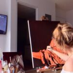 Holly Taylor Instagram - this time last year my first gallery show was up in nyc, something i hope to do again some day. at the time, i’d never oil painted before (taught myself on youtube with blind faith), never painted at this scale, and had never painted anything this style or subject matter before. usually going for pastels and “happy” canvases, what this show became took me by surprise. i didnt fully understand what it was about at the time, and im only just beginning to understand whatever my subconscious was trying to say. so a reminder to myself to trust, get back to creating things, and stay delusional !! 🌱
