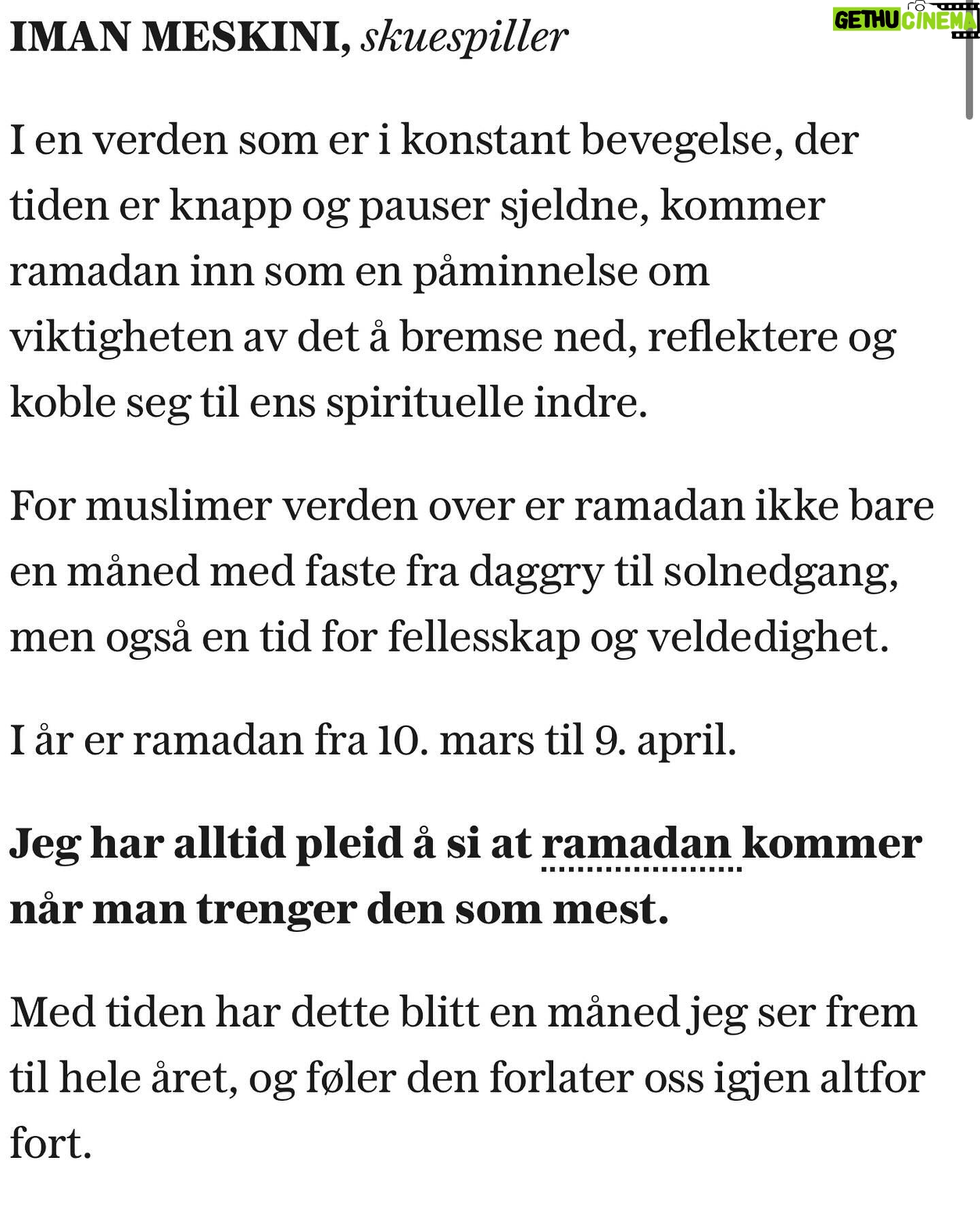 Iman Meskini Instagram - In my newspaper column, I’ve penned thoughts on this year’s Ramadan, overshadowed by the sorrow we feel for our brothers and sisters in Palestine 🍉💔