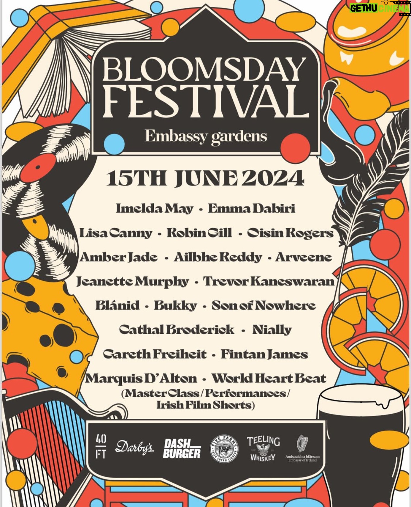 Imelda May Instagram - I’m so thrilled to perform again at Embassy Gardens Bloomsday Festival in London on Sat June 15. Co-hosted by @Darbyslondon and the brilliant chef/owner @robin.gill.food Bloomsday happens every year in Dublin and celebrates the day James Joyce’s masterpiece book Ulysses is set. The whole book and all it’s bizarre and brilliant scenarios is about one day in Dublin, June 16th 1904 (the day James Joyce and his love Nora Barnacle got together) I’m a huge James Joyce fan, he was such a fascinatiing complex genius and his 7 year written and mostly banned book Ulysses caused outrage, it was and still is a literary gamechanger in so many ways. We will celebrate the book, the writer and our wonderful Irish culture with great music, readings, poetry dancing all while being very well fed and watered by Darbys. Curated by one of the nicest and coolest guys you’ll ever meet my great friend and DJ @arveene it’ll be a day not to be missed. Register for your free tickets and see you there! Imelda X (You don’t have to be Irish to come of course!) @embassygardens @darbyslondon #bloomsday24 #bloomsdaylondon #bloomsdayfestival #embassygardens #darbyslondon #londonevents Free Ticket link in stories