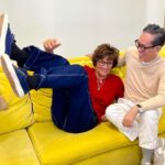 Inès de La Fressange Instagram - Working hard on the next @uniqlo collection with my dear friend @naoki_takizawa #paris #today #workaholics #fashionworld #WorkCanBeDoneWithLaughs #greatteam #goodtimes #fun #collab InesXUniqlo @olga_sekulic